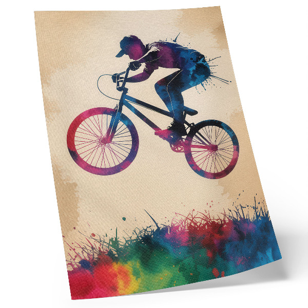 Poster na stenu Cyklista dynamické farby moderná akcia