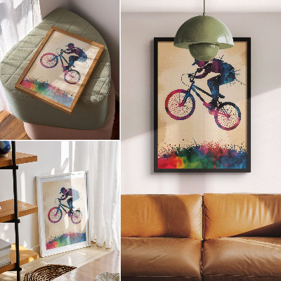 Poster na stenu Cyklista dynamické farby moderná akcia