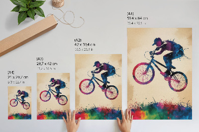 Poster na stenu Cyklista dynamické farby moderná akcia