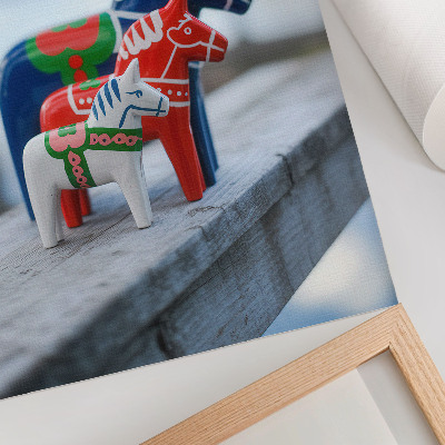 Poster na stenu Farebné figúrky koní v škandinávskom štýle