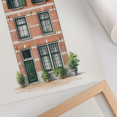 Poster na stenu Červené tehly zelené okná klasická architektúra