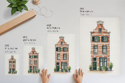 Poster na stenu Červené tehly zelené okná klasická architektúra