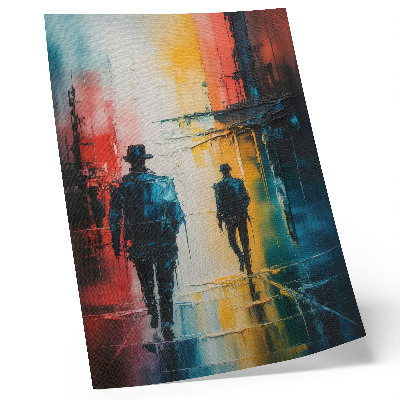 Poster na stenu Farebná mestská scéna s tajomnými postavami