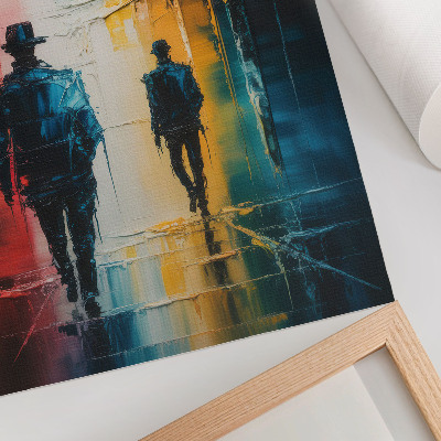 Poster na stenu Farebná mestská scéna s tajomnými postavami