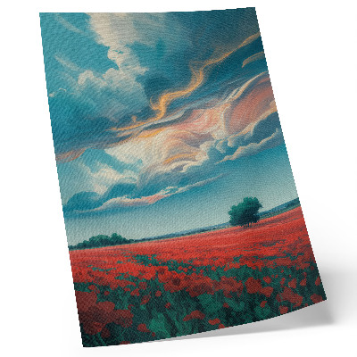 Poster na stenu Farebná lúka makov pod žiariacou oblohou