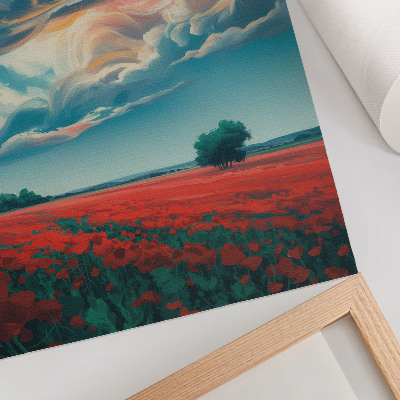 Poster na stenu Farebná lúka makov pod žiariacou oblohou