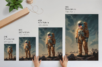 Plagát Astronaut na nočnej oblohe cudzej planéty
