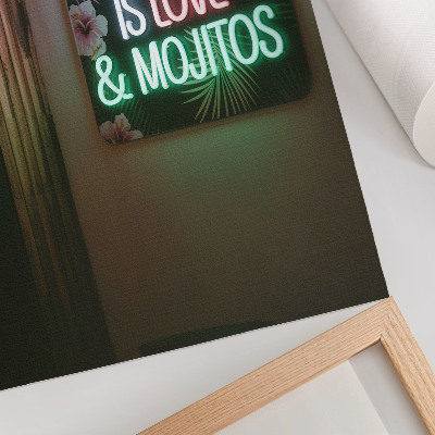Poster na stenu Neónové písmo, tropické listy, živé farby, leto