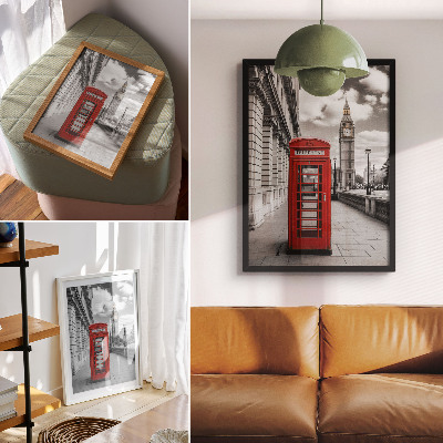 Poster na stenu Červená telefónna búdka, ikona mesta, kontrast