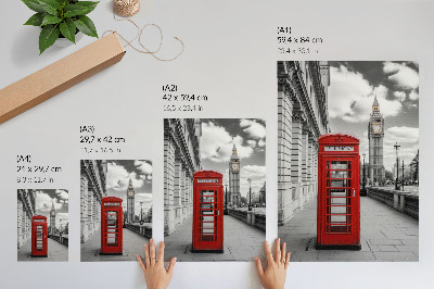 Poster na stenu Červená telefónna búdka, ikona mesta, kontrast