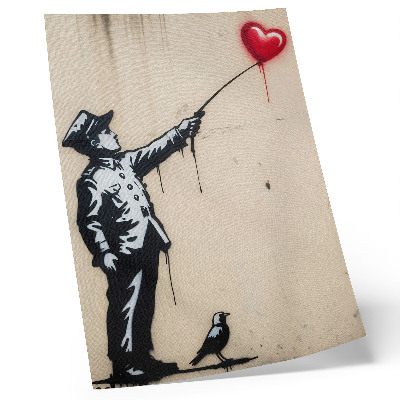 Poster na stenu Čiernobiela postava s červeným srdcom