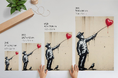 Poster na stenu Čiernobiela postava s červeným srdcom
