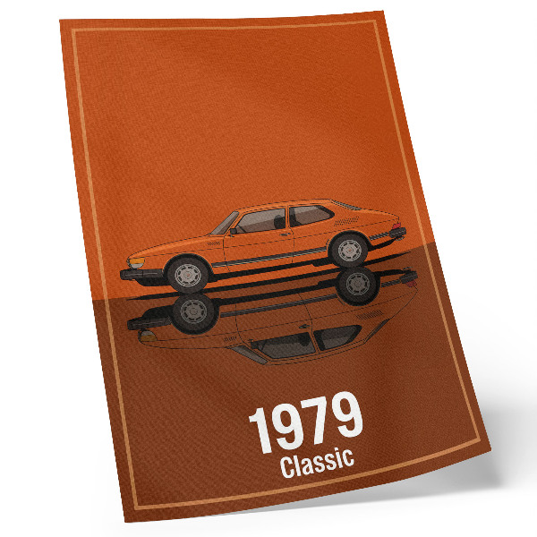 Plagát Retro auto v oranžovom zrkadle vo vintage štýle