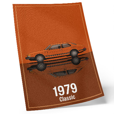 Plagát Retro auto v oranžovom zrkadle vo vintage štýle