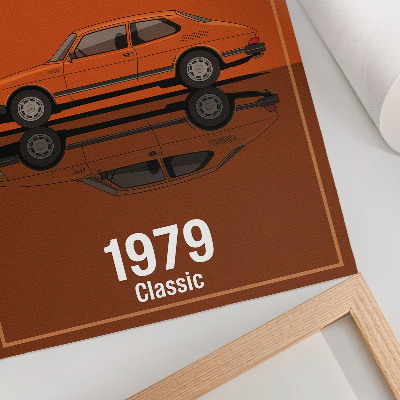 Plagát Retro auto v oranžovom zrkadle vo vintage štýle