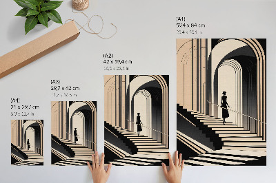 Poster na stenu Postava na schodoch pod monumentálnymi oblúkmi