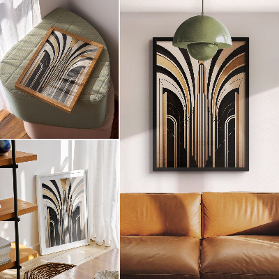 Plagát moderné oblúky s prvkami elegancie v štýle art deco a kontrastným dizajnom