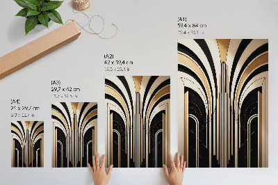 Plagát moderné oblúky s prvkami elegancie v štýle art deco a kontrastným dizajnom