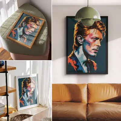 Pop artový portrét s dynamickými farbami na stenu