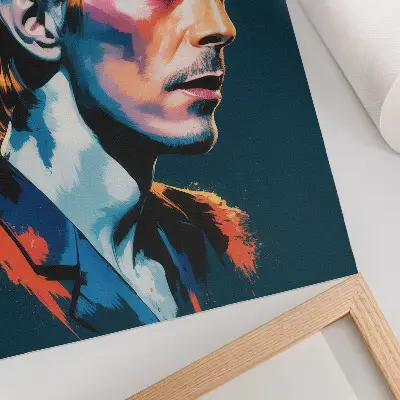 Pop artový portrét s dynamickými farbami na stenu