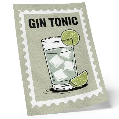 Nástenný plagát nápis Gin Tonic so zelenými a bielymi prvkami