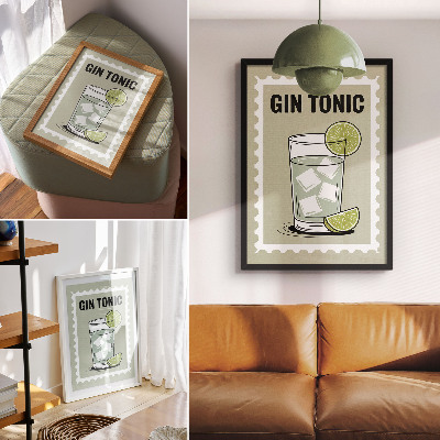 Poster na stenu Nápis GIN TONIC zelené a biele prvky