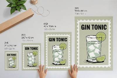 Poster na stenu Nápis GIN TONIC zelené a biele prvky
