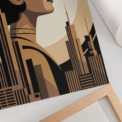 Poster na stenu Silueta ženy obklopená mrakodrapmi