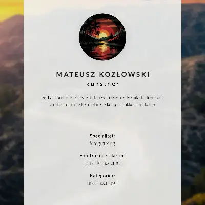 Plagát kopce s nápisom, cesta a západ slnka so snovou tematikou