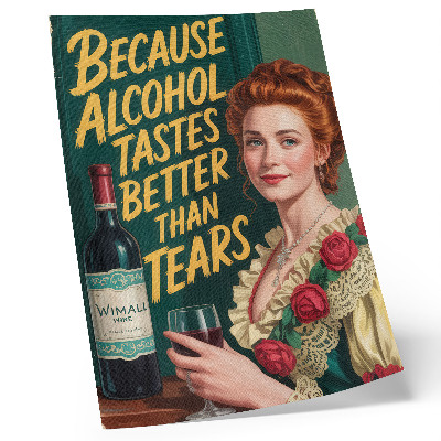 Poster na stenu Retro elegancia žena s vínom a nápisom