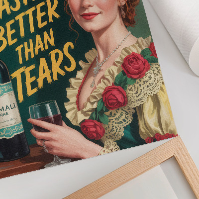 Poster na stenu Retro elegancia žena s vínom a nápisom