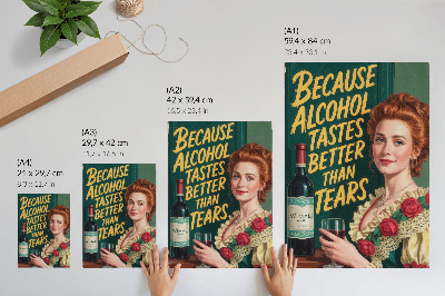 Poster na stenu Retro elegancia žena s vínom a nápisom
