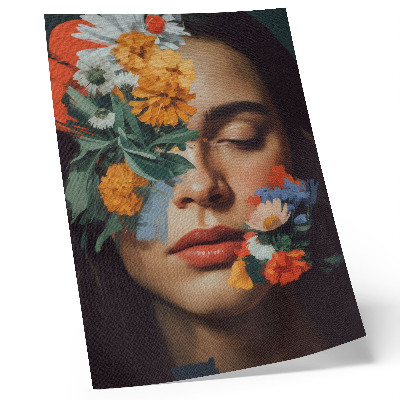 Poster na stenu Farebná tvár s kvetmi, šarm, emócie, jemnosť