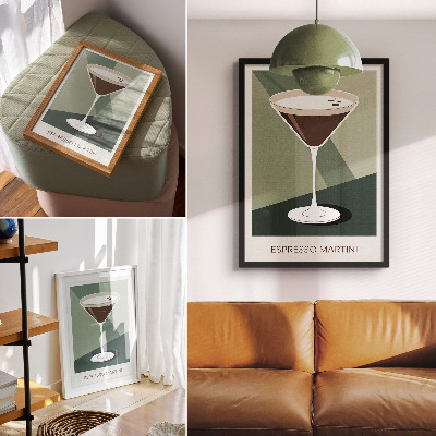 Plagát do obývačky Moderné martini v zelenej, béžovej a bielej farbe