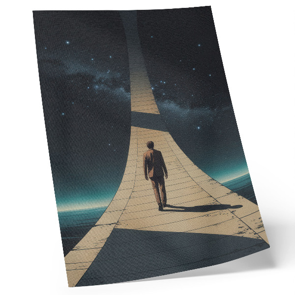 Poster na stenu Osoba na ceste, nočná vesmírna perspektíva