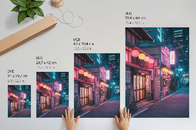 Poster na stenu Neónové lampáše očarujúce mesto ulica noc