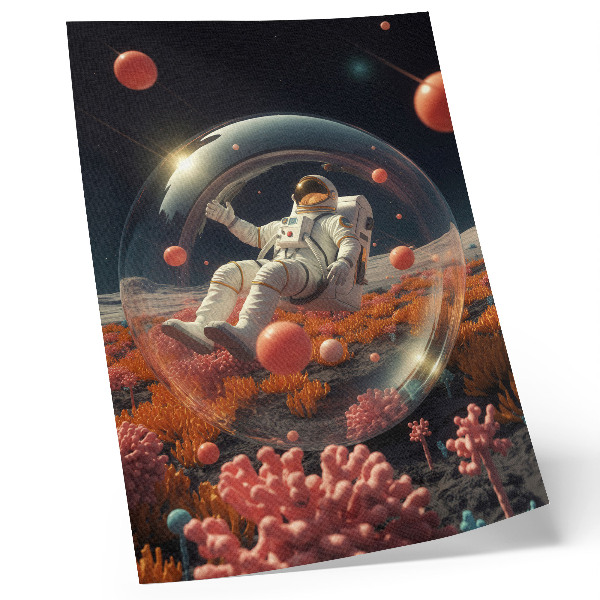 Plagát do obývačky Astronaut vesmír farebné rastliny kozmos