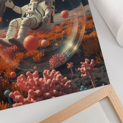 Plagát do obývačky Astronaut vesmír farebné rastliny kozmos