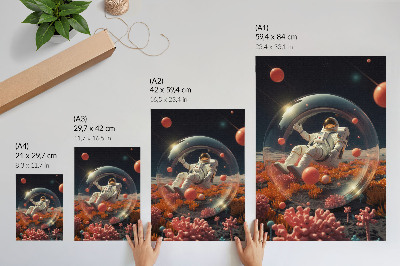 Plagát do obývačky Astronaut vesmír farebné rastliny kozmos