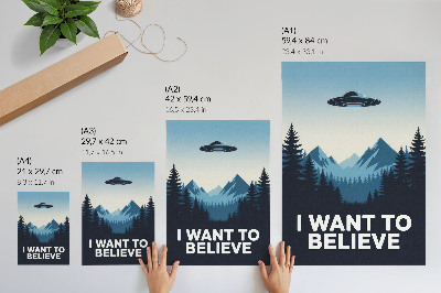 Poster na stenu UFO les hory tajomný moderný štýl