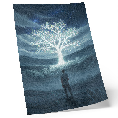 Plagát do obývačky Magický strom na pozadí nočnej krajiny.