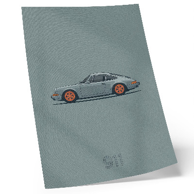 Poster na stenu Klasické auto oranžové disky sivým pozadím