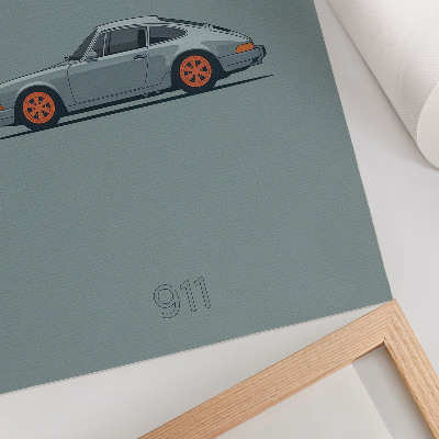 Poster na stenu Klasické auto oranžové disky sivým pozadím