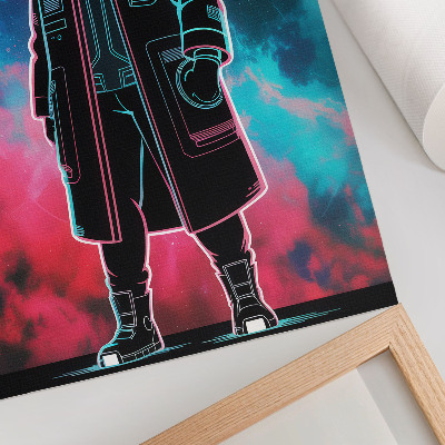 Poster na stenu Futuristická postava proti oblohe v silných farbách