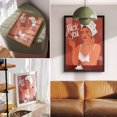 Plagát do obývačky Červený a biely elegantný portrét vtipnej ženy
