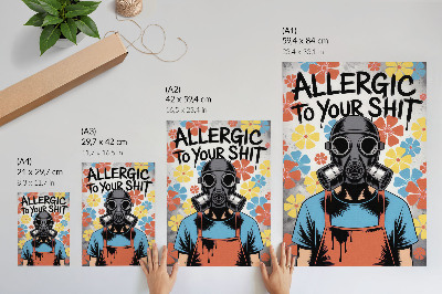 Plagát Postava v štýle komiksu v maske s farebnými kvetmi
