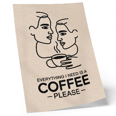Poster na stenu Minimalistické kontúry tváre, šálka kávy