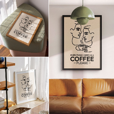 Poster na stenu Minimalistické kontúry tváre, šálka kávy