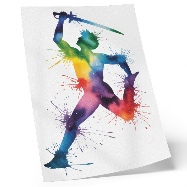 Poster na stenu Postava v jasných farbách s mečom