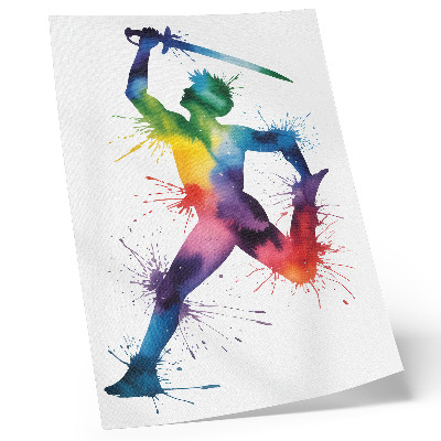 Poster na stenu Postava v jasných farbách s mečom